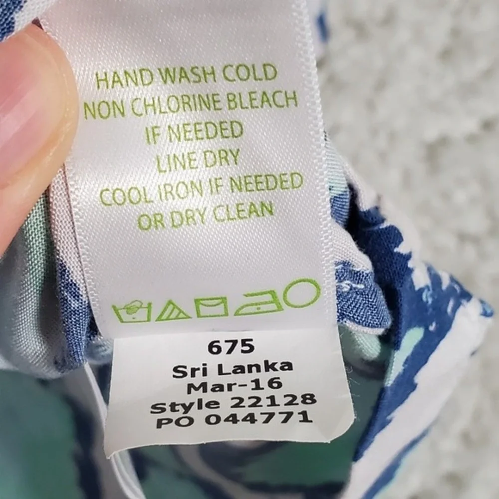 Lilly Pulitzer Sarasota Tunic Women XS Blue Mint Ikat Medallion‎ Split Neck Top - Picture 7 of 12